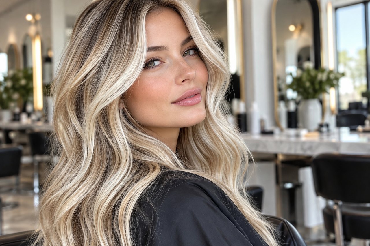Cabello rubio con reflejos claros y acabado luminoso