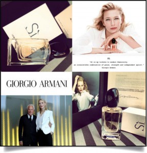 imágenes de Cate Blanchett y Giorgio Armani en la presentación de Sí 